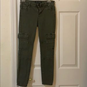 cargo low rise army green bullhead denim pants